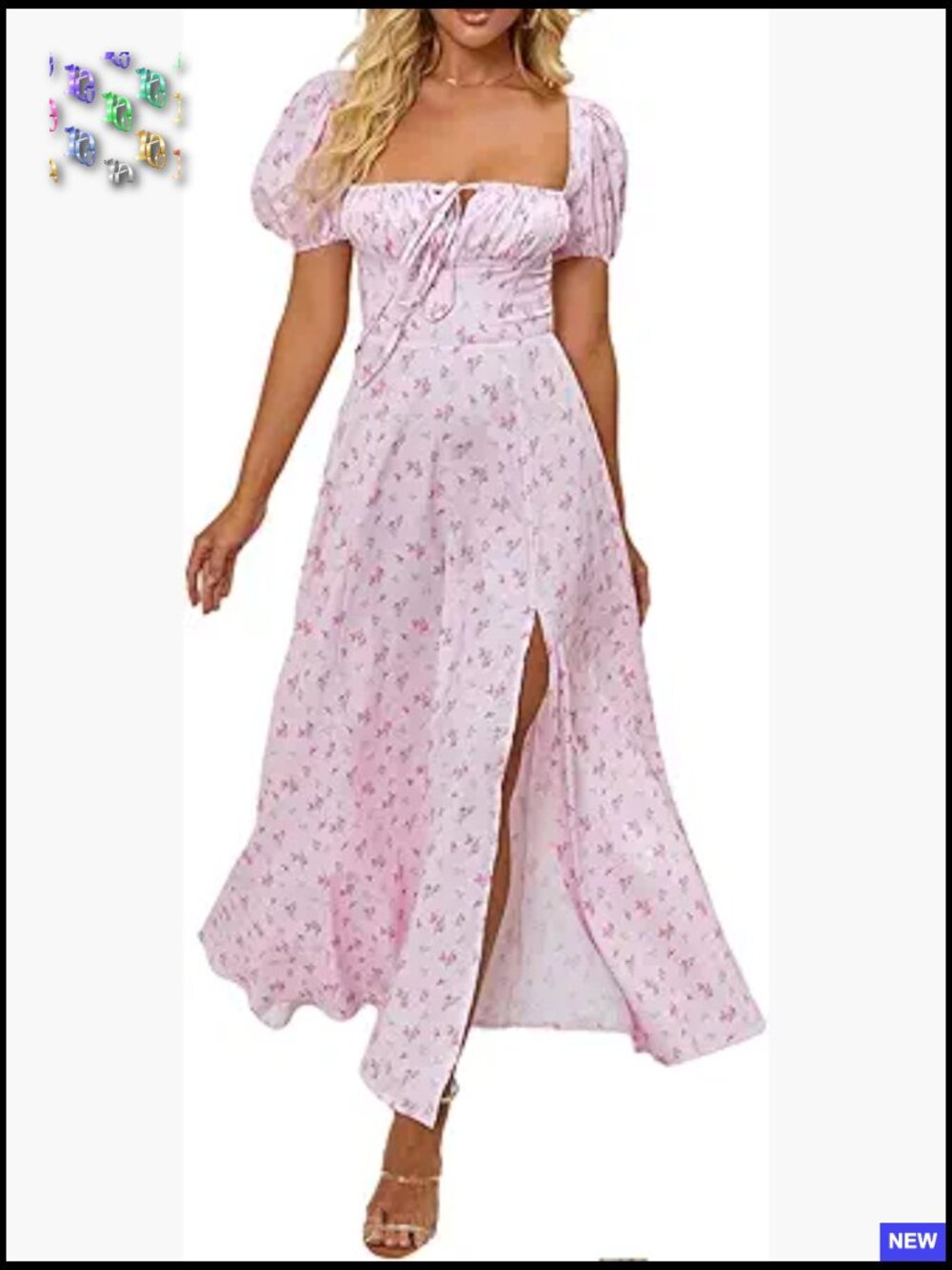 Puff Sleeve Floral Maxi Dress Backless High Slit Elegant Summer Formal Wear